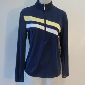 NWT Womens Chase54 Blue, Yellow Active Pullover 3/4 Zip Top M